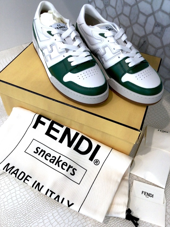 Rare Brand New FENDI X Stefano Pilati Match Sneakers - White/Green 8 US main image 13
